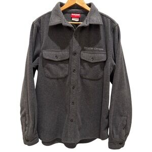 Northern Whistler Canada Fleece Button Up Shirt Mens Medium Gray Shacket Logo